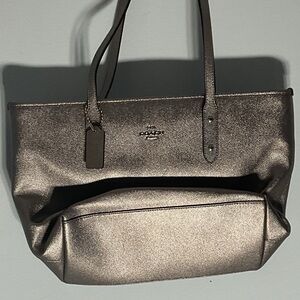 Coach Shimmering Silver Tote